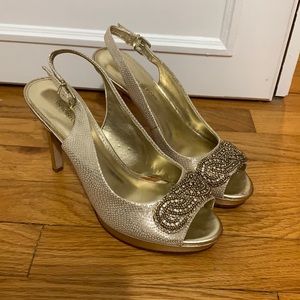 Gold beaded Antonio melani pumps